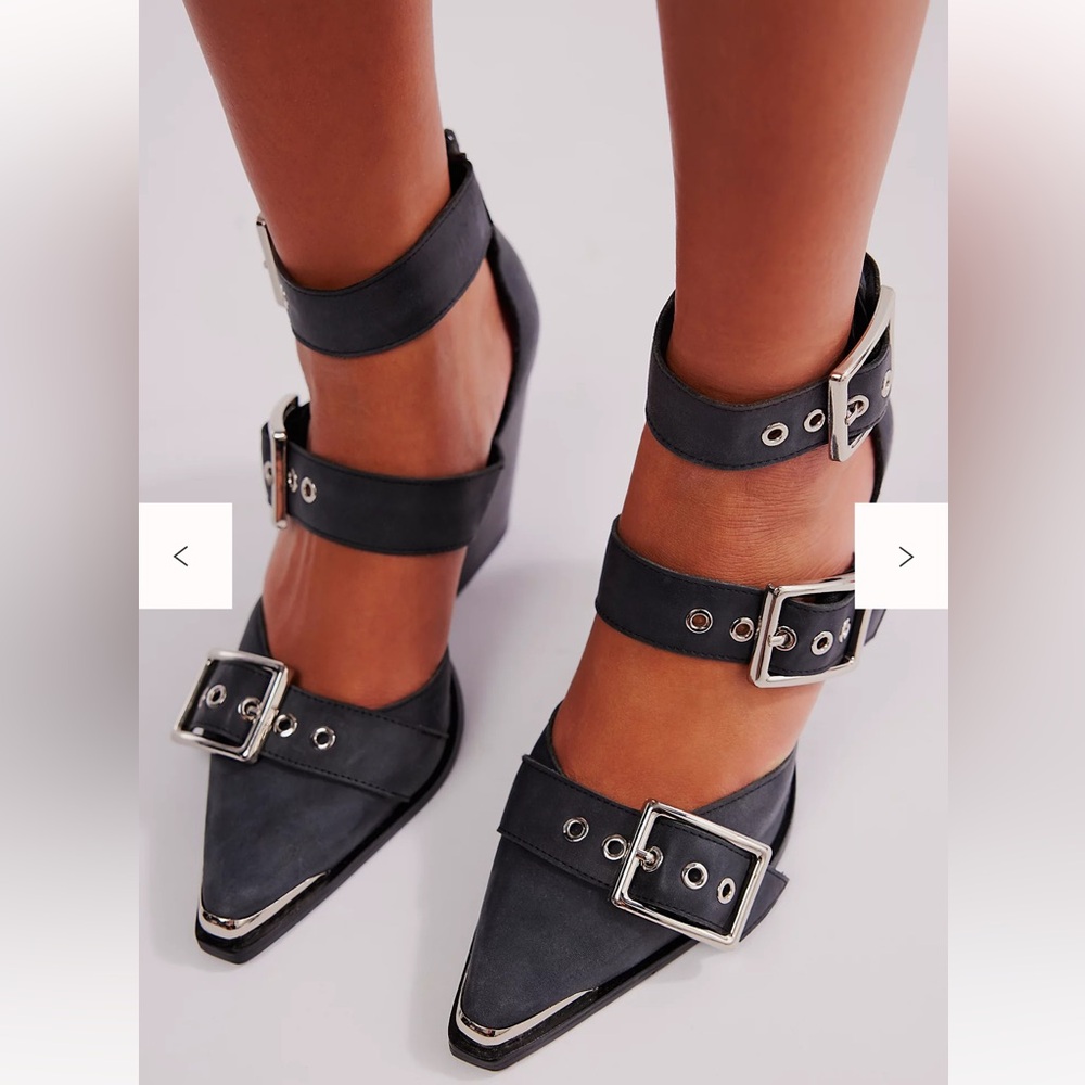 Jeffrey Campbell Black Multi-Buckle Heels